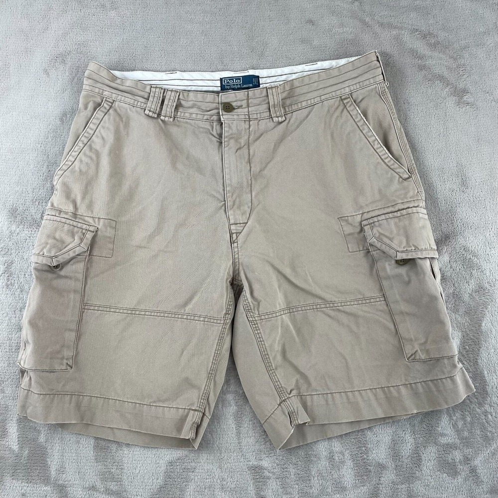 Polo Ralph Lauren Cargo Shorts Men 38x10 Beige Chino RL Outdoors Hiking Travel